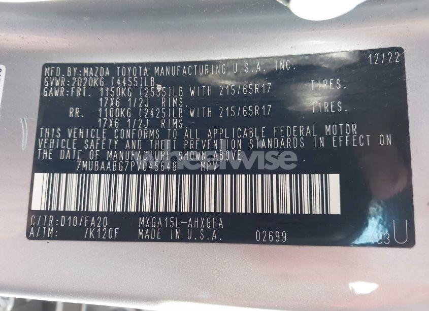 Photo 9 of 2023 Toyota Corolla CROSS LE (VIN 7MUBAABG7PV045648)