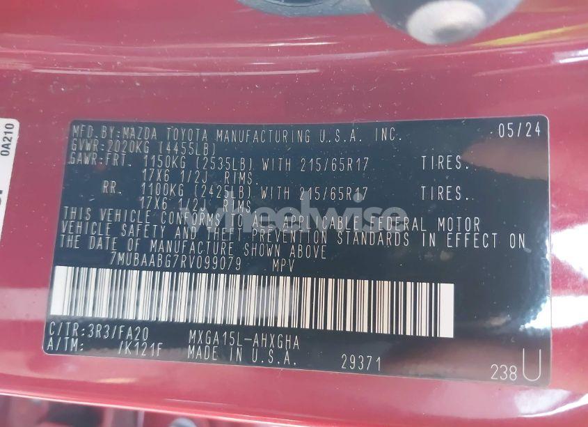 Photo 9 of 2024 Toyota Corolla CROSS LE (VIN 7MUBAABG7RV099079)