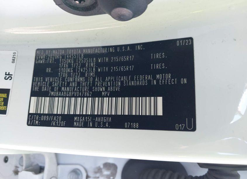 Photo 9 of 2023 Toyota Corolla CROSS LE (VIN 7MUBAABG8PV047862)