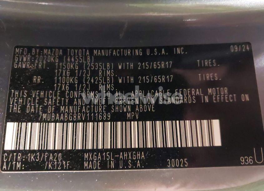 Photo 9 of 2024 Toyota Corolla CROSS LE (VIN 7MUBAABG8RV111689)