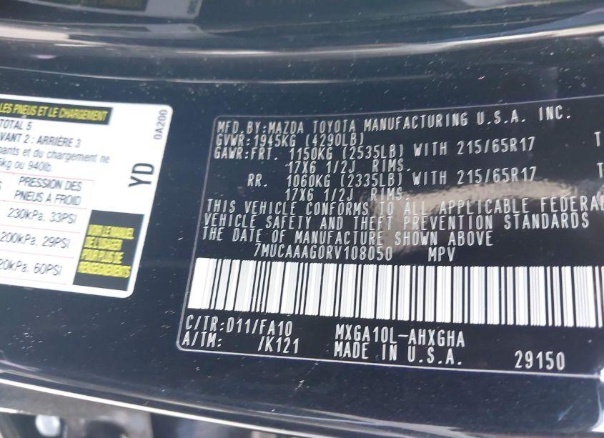 Photo 9 of 2024 Toyota Corolla CROSS LE (VIN 7MUCAAAG0RV108050)