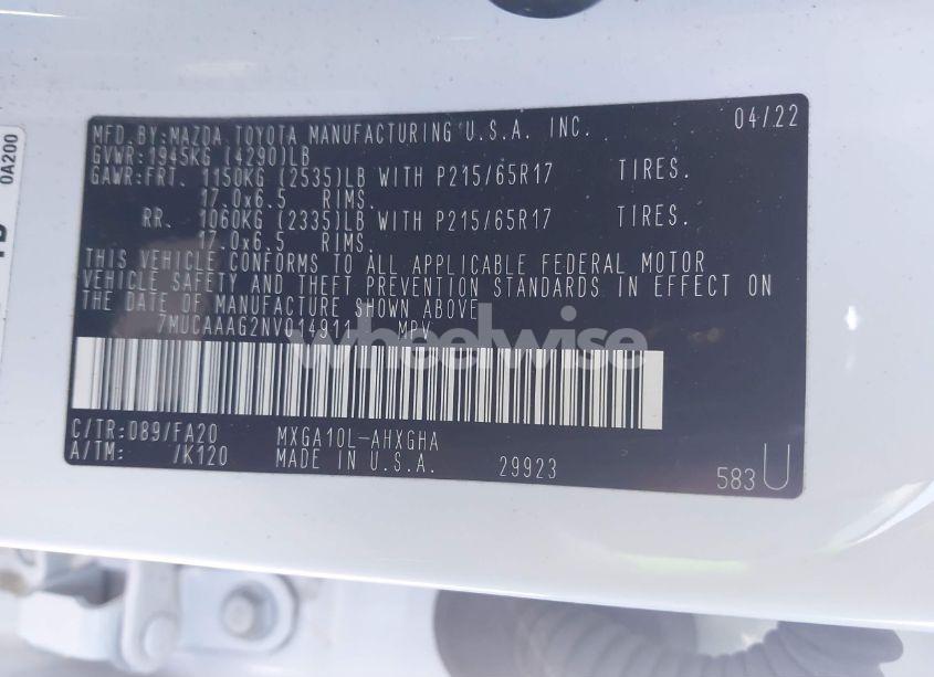 Photo 9 of 2022 Toyota Corolla CROSS LE (VIN 7MUCAAAG2NV014911)