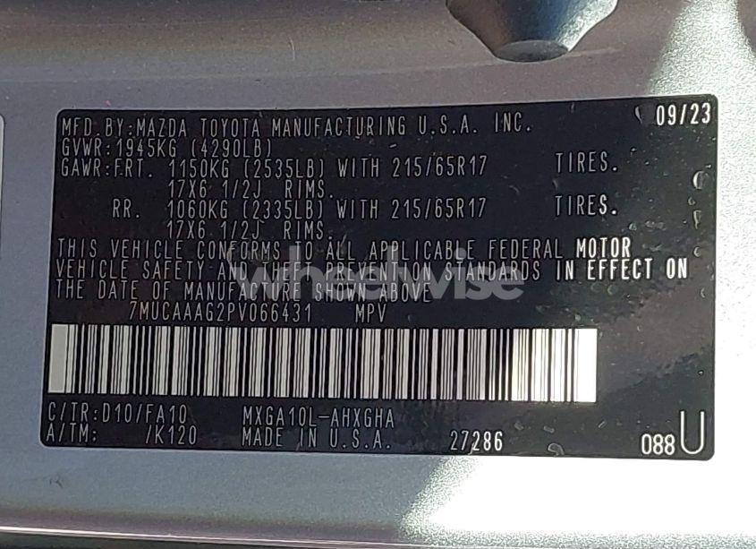 Photo 9 of 2023 Toyota Corolla CROSS LE (VIN 7MUCAAAG2PV066431)