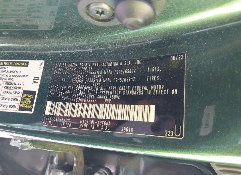 Photo 9 of 2022 Toyota Corolla CROSS LE (VIN 7MUCAAAG3NV019387)