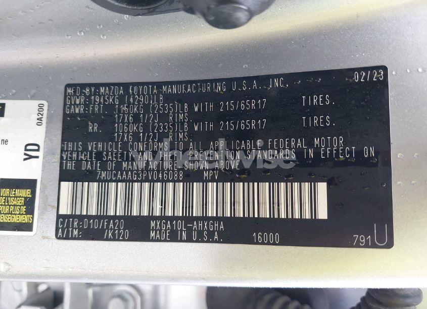 Photo 9 of 2023 Toyota Corolla CROSS LE (VIN 7MUCAAAG3PV046088)