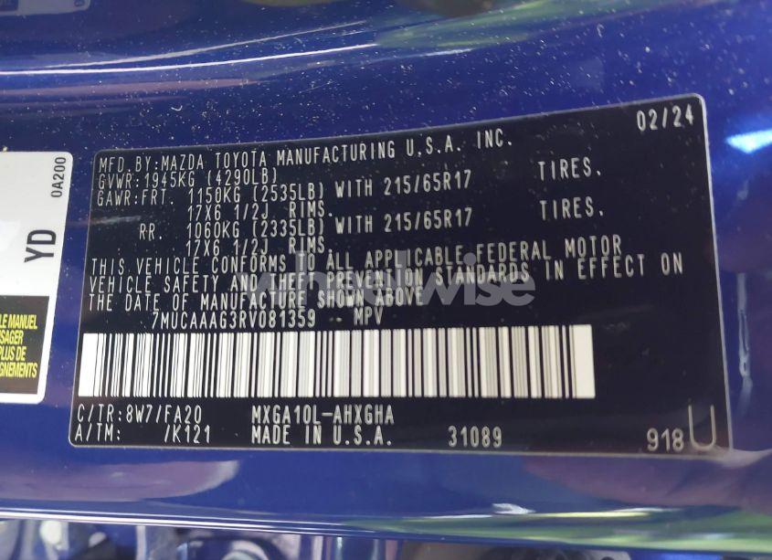 Photo 9 of 2024 Toyota Corolla CROSS LE (VIN 7MUCAAAG3RV081359)