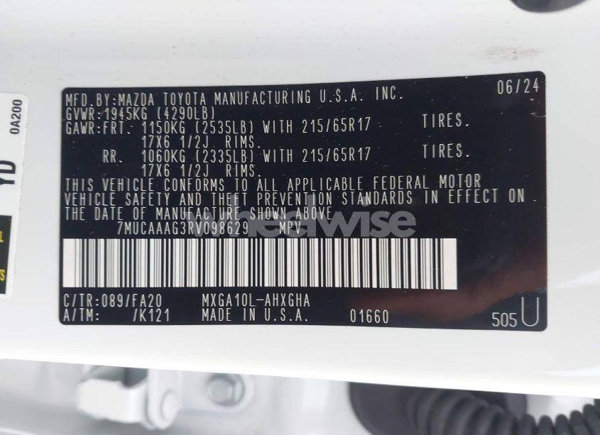 Photo 9 of 2024 Toyota Corolla CROSS LE (VIN 7MUCAAAG3RV098629)