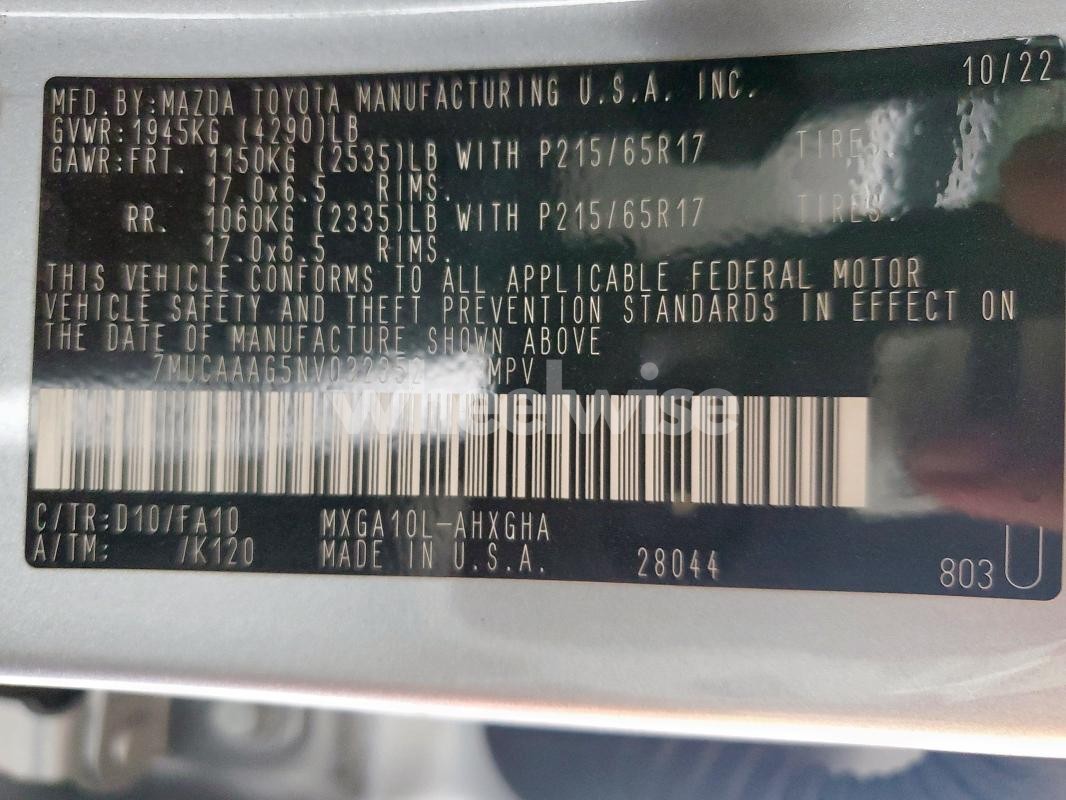 Photo 9 of 2022 TOYOTA COROLLA CROSS LE (VIN 7MUCAAAG5NV032352)