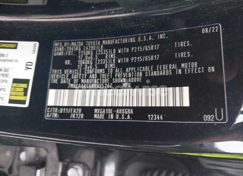 Photo 9 of 2022 Toyota Corolla CROSS LE (VIN 7MUCAAAG6NV025247)