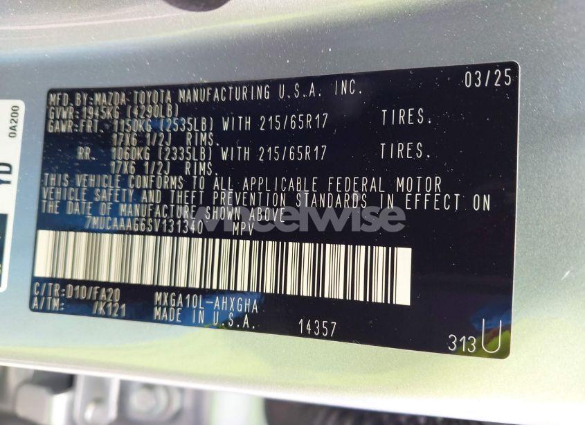 Photo 9 of 2025 Toyota Corolla CROSS LE (VIN 7MUCAAAG6SV131340)