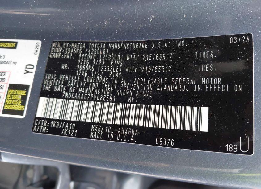 Photo 9 of 2024 Toyota Corolla CROSS LE (VIN 7MUCAAAG7RV086581)