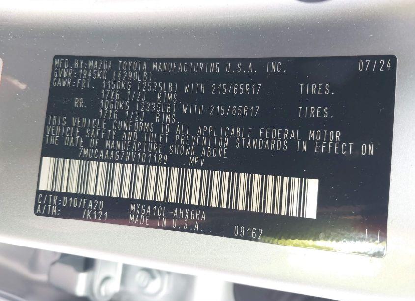 Photo 9 of 2024 Toyota Corolla CROSS LE (VIN 7MUCAAAG7RV101189)