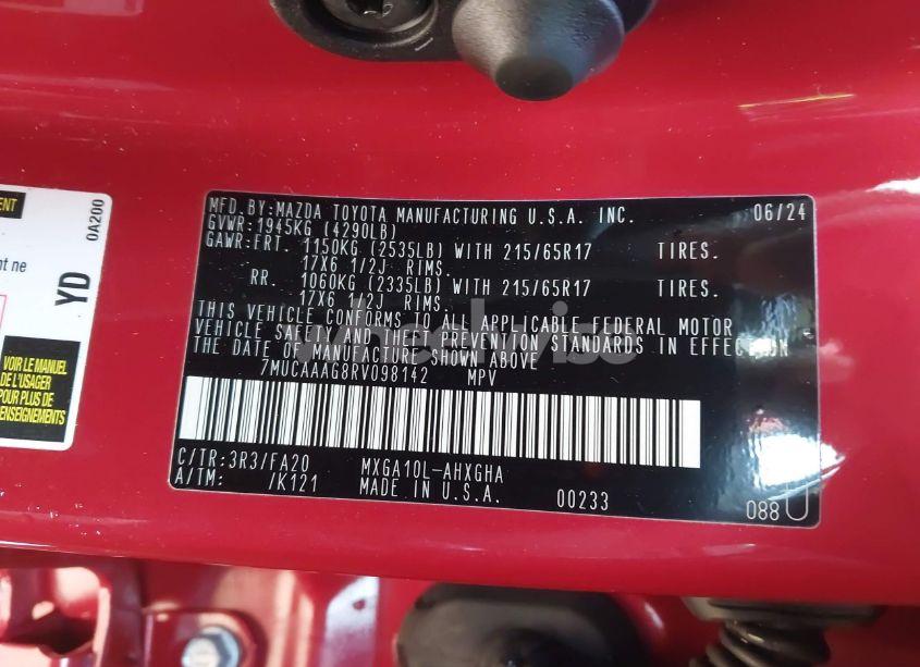 Photo 9 of 2024 Toyota Corolla CROSS LE (VIN 7MUCAAAG8RV098142)