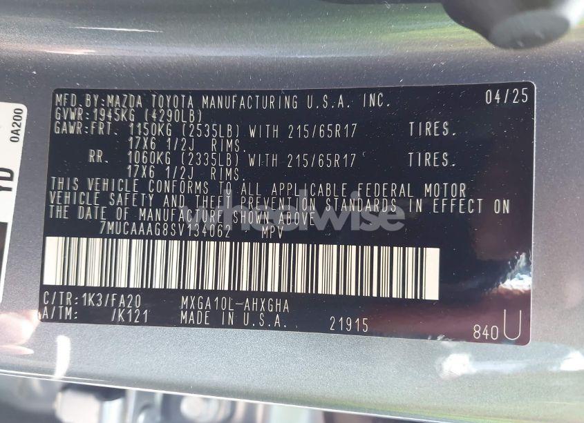 Photo 9 of 2025 Toyota Corolla CROSS LE (VIN 7MUCAAAG8SV134062)