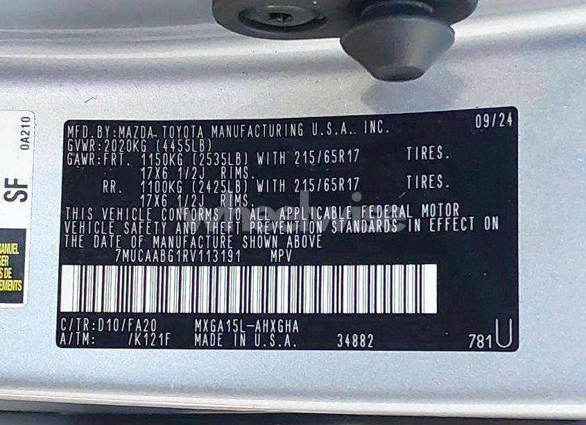 Photo 9 of 2024 Toyota Corolla CROSS LE (VIN 7MUCAABG1RV113191)