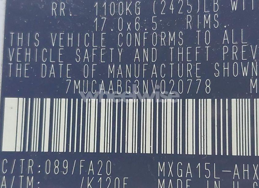 Photo 9 of 2022 Toyota Corolla CROSS LE (VIN 7MUCAABG3NV020778)