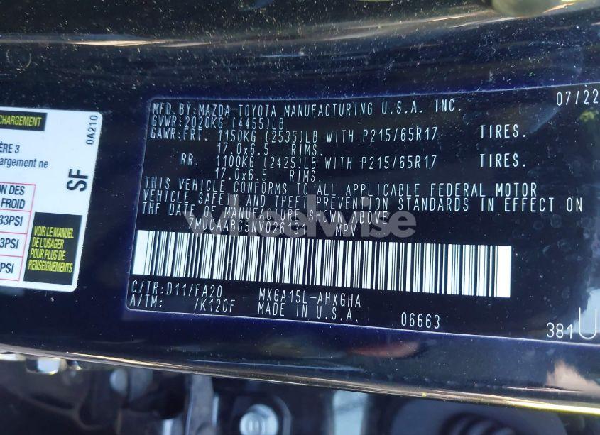 Photo 9 of 2022 Toyota Corolla CROSS LE (VIN 7MUCAABG5NV026131)