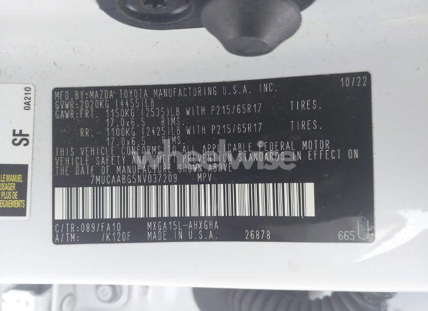 Photo 9 of 2022 Toyota Corolla CROSS LE (VIN 7MUCAABG5NV037209)