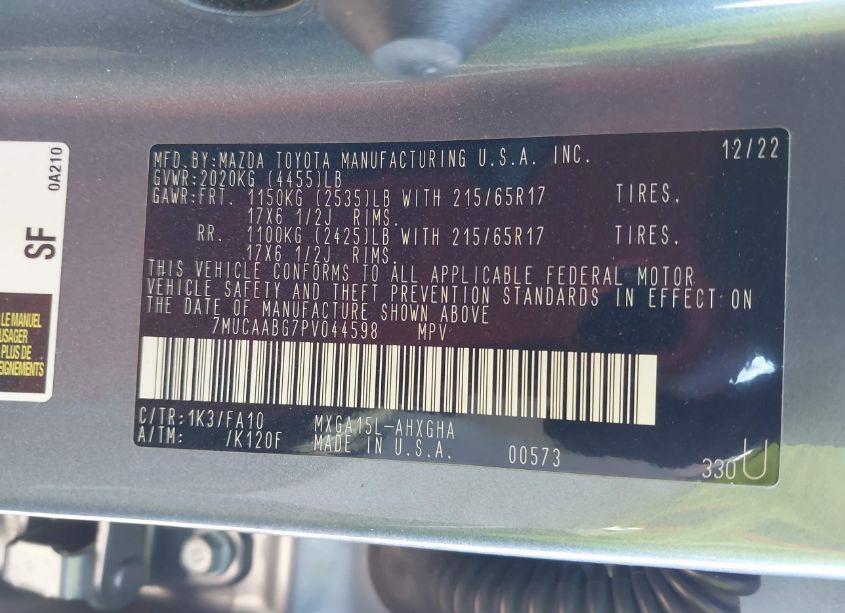 Photo 9 of 2023 Toyota Corolla CROSS LE (VIN 7MUCAABG7PV044598)