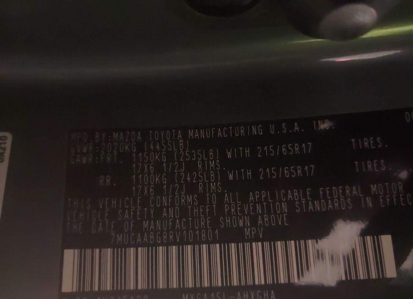 Photo 9 of 2024 Toyota Corolla CROSS LE (VIN 7MUCAABG8RV101801)