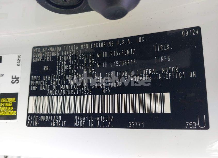 Photo 9 of 2024 Toyota Corolla CROSS LE (VIN 7MUCAABG8RV112538)