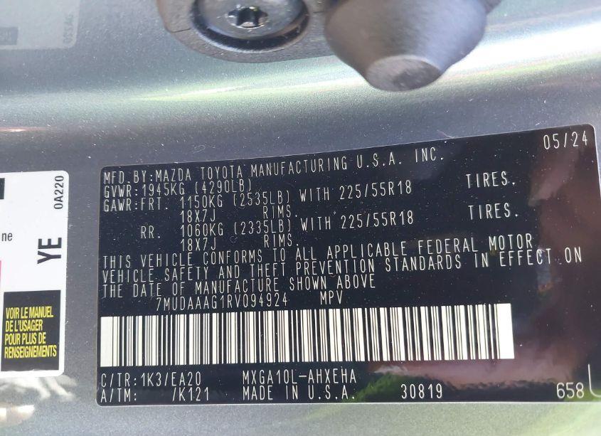 Photo 9 of 2024 Toyota Corolla CROSS XLE (VIN 7MUDAAAG1RV094924)