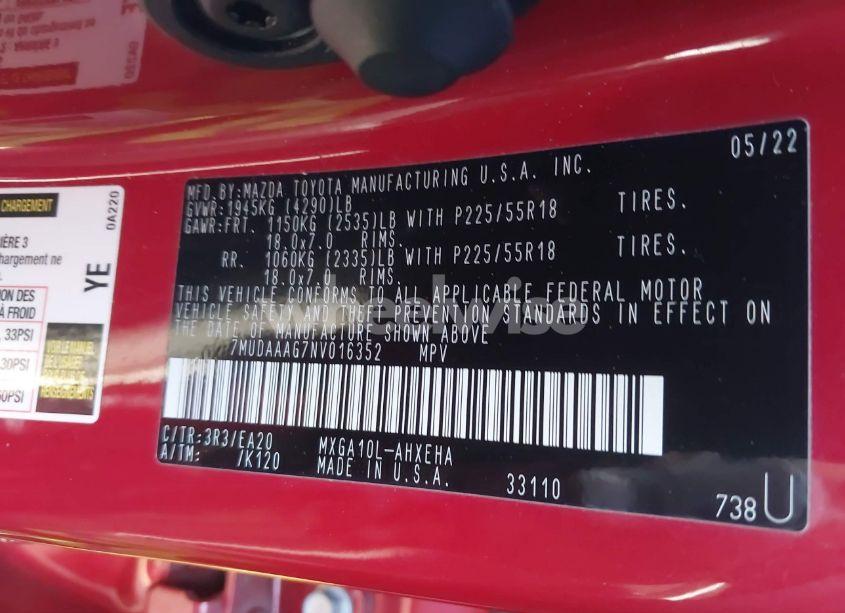 Photo 9 of 2022 Toyota Corolla CROSS XLE (VIN 7MUDAAAG7NV016352)