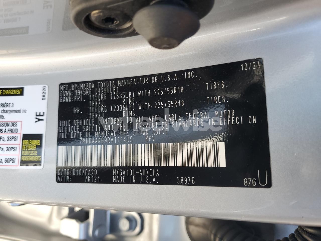 Photo 14 of 2024 TOYOTA COROLLA CROSS XLE (VIN 7MUDAAAG9RV111405)