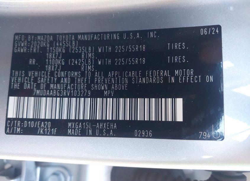 Photo 9 of 2024 Toyota Corolla CROSS XLE (VIN 7MUDAABG3RV103279)