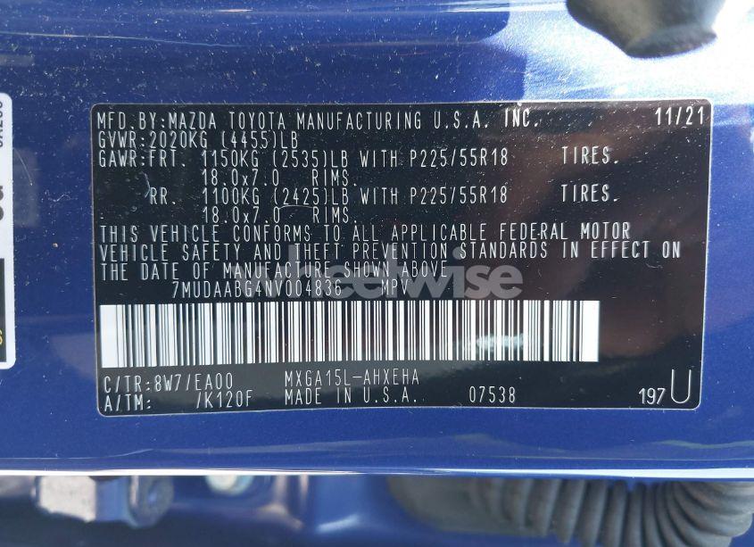 Photo 9 of 2022 Toyota Corolla CROSS XLE (VIN 7MUDAABG4NV004836)