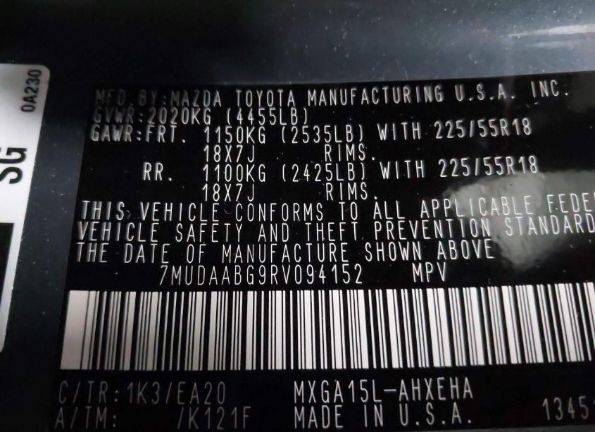 Photo 9 of 2024 Toyota Corolla CROSS XLE (VIN 7MUDAABG9RV094152)