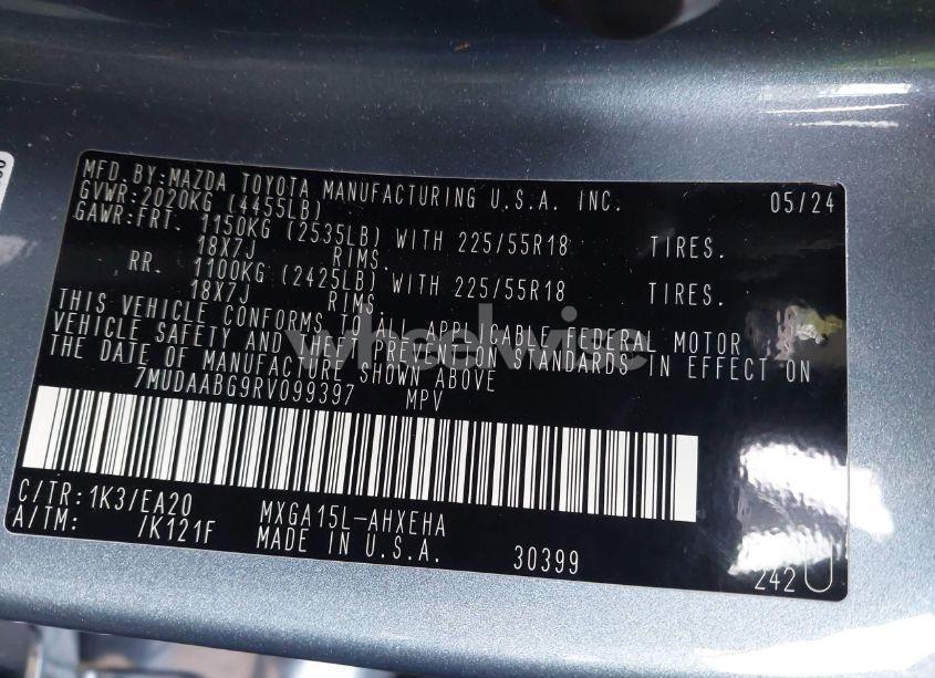 Photo 9 of 2024 Toyota Corolla CROSS XLE (VIN 7MUDAABG9RV099397)