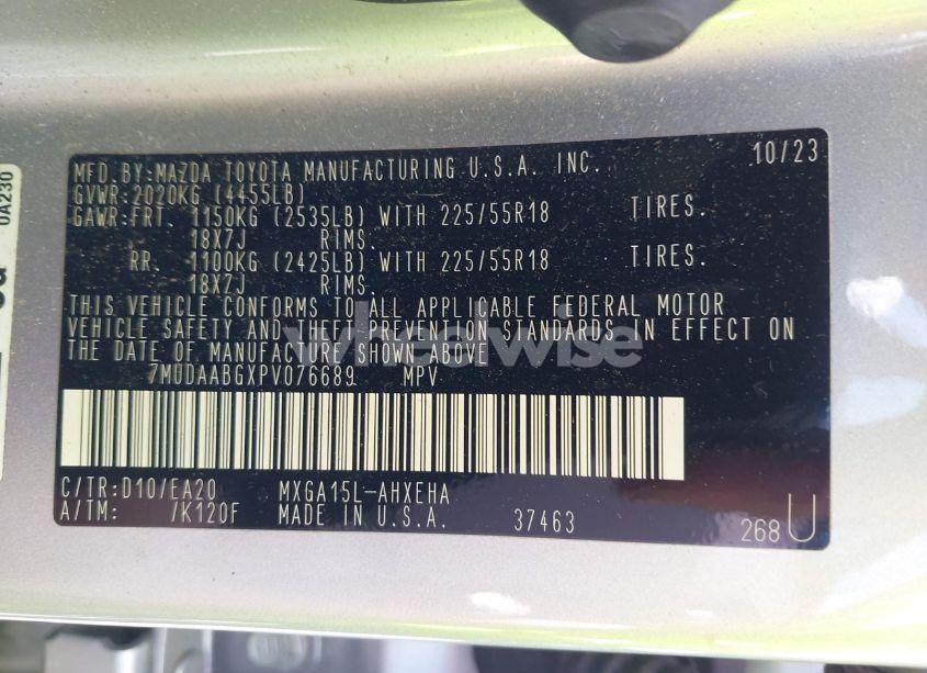 Photo 9 of 2023 Toyota Corolla CROSS XLE (VIN 7MUDAABGXPV076689)