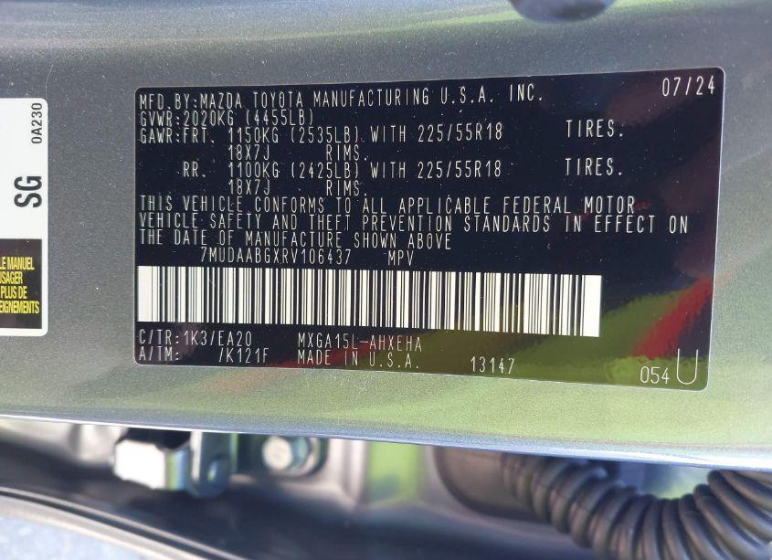 Photo 9 of 2024 Toyota Corolla CROSS XLE (VIN 7MUDAABGXRV106437)