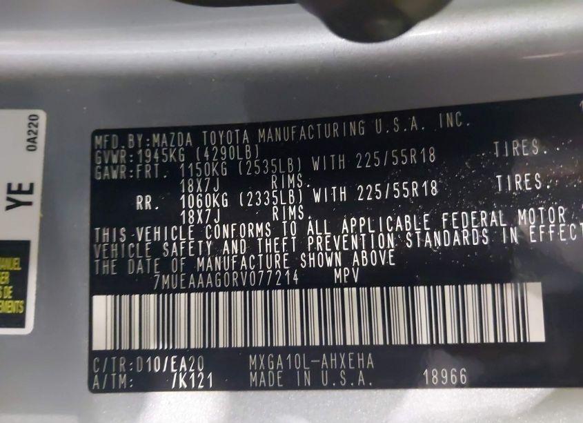 Photo 9 of 2024 Toyota Corolla CROSS XLE (VIN 7MUEAAAG0RV077214)