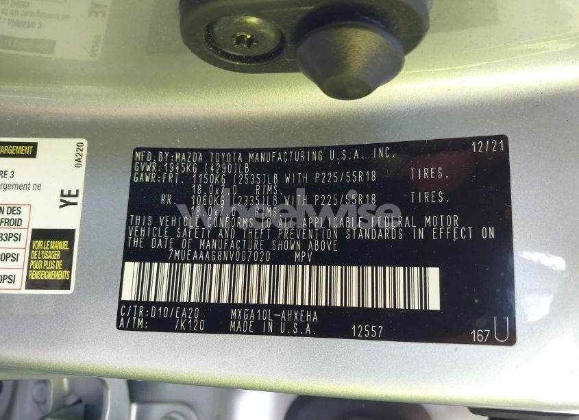 Photo 9 of 2022 Toyota Corolla CROSS XLE (VIN 7MUEAAAG8NV007020)