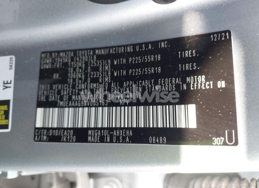 Photo 9 of 2022 Toyota Corolla CROSS XLE (VIN 7MUEAAAG9NV005163)