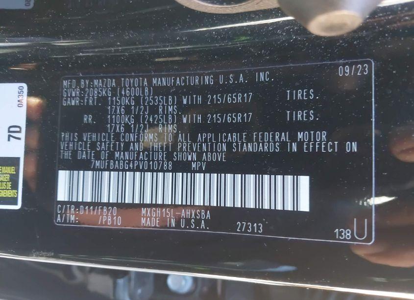 Photo 9 of 2023 Toyota Corolla CROSS HYBRID SE (VIN 7MUFBABG4PV010788)