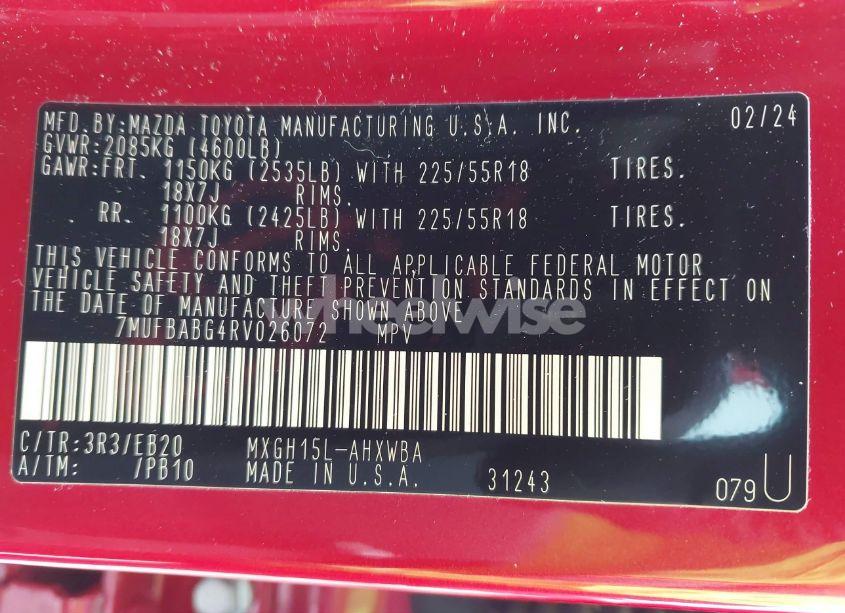 Photo 9 of 2024 Toyota Corolla CROSS HYBRID XSE (VIN 7MUFBABG4RV026072)