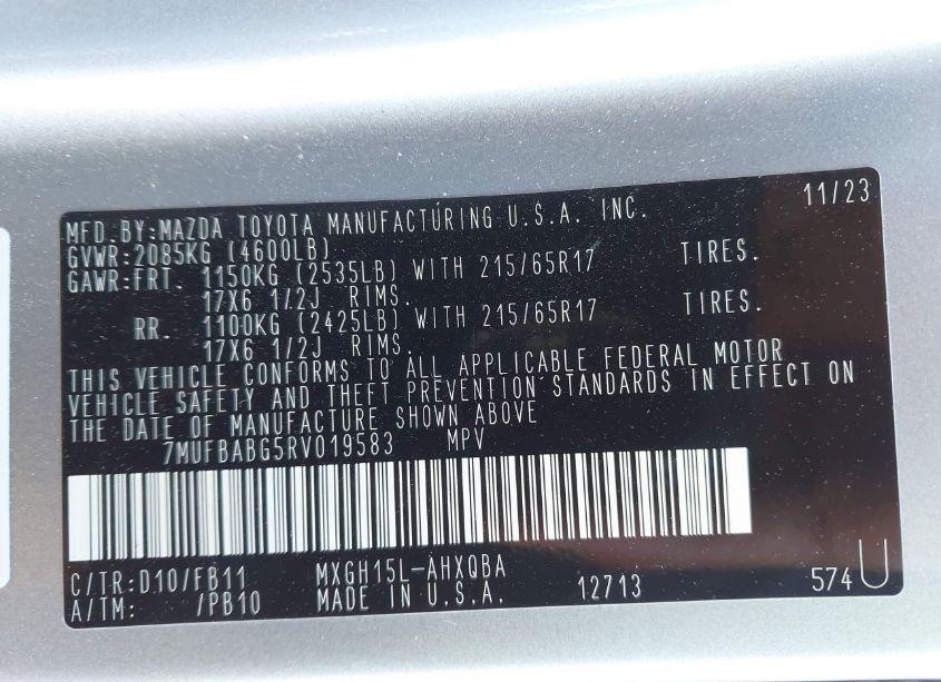 Photo 9 of 2024 Toyota Corolla CROSS HYBRID S (VIN 7MUFBABG5RV019583)