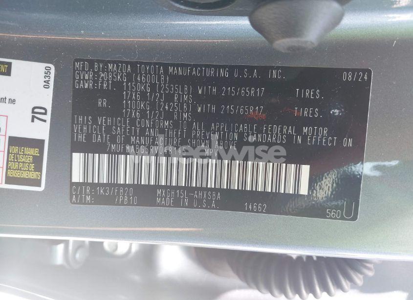 Photo 9 of 2024 Toyota Corolla CROSS HYBRID SE (VIN 7MUFBABG5RV048145)