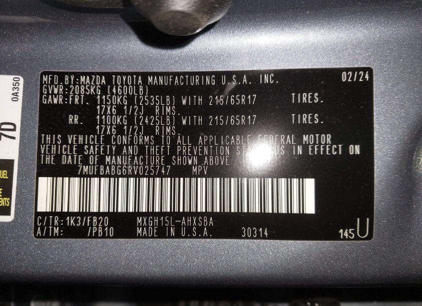 Photo 9 of 2024 Toyota Corolla CROSS HYBRID SE (VIN 7MUFBABG6RV025747)