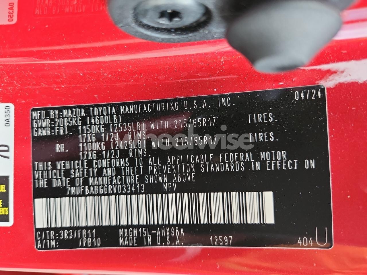 Photo 13 of 2024 TOYOTA COROLLA CROSS SE (VIN 7MUFBABG6RV033413)