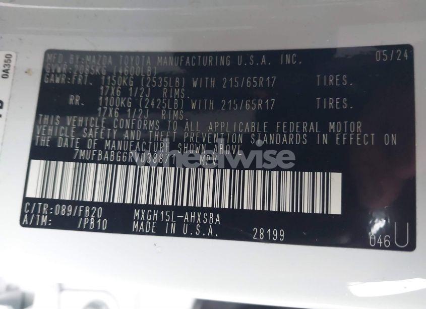 Photo 9 of 2024 Toyota Corolla CROSS HYBRID SE (VIN 7MUFBABG6RV038871)