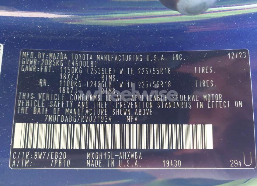 Photo 9 of 2024 Toyota Corolla CROSS HYBRID XSE (VIN 7MUFBABG7RV021934)