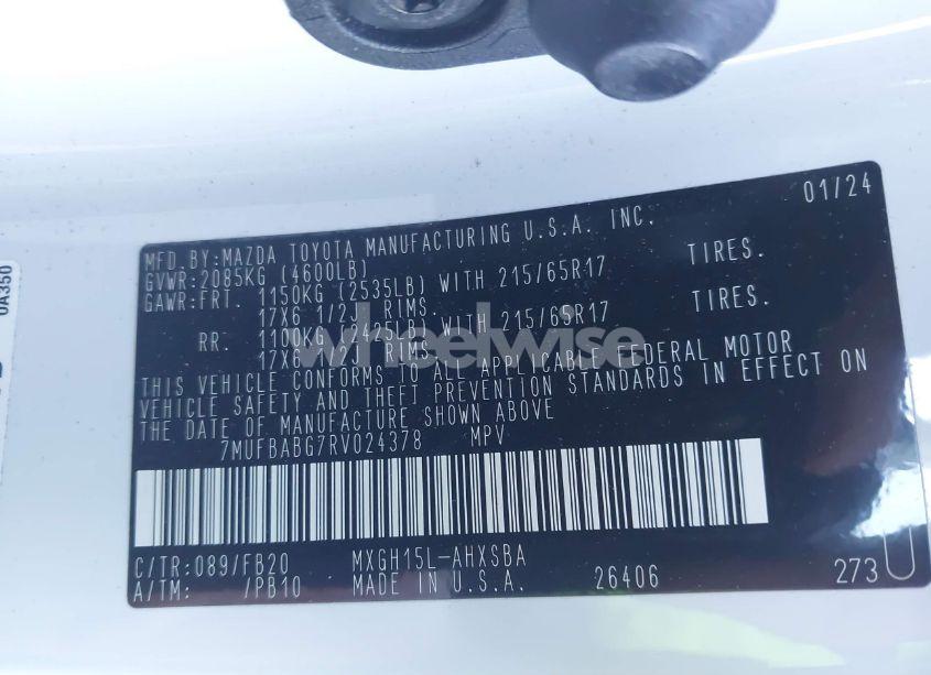 Photo 9 of 2024 Toyota Corolla CROSS HYBRID SE (VIN 7MUFBABG7RV024378)