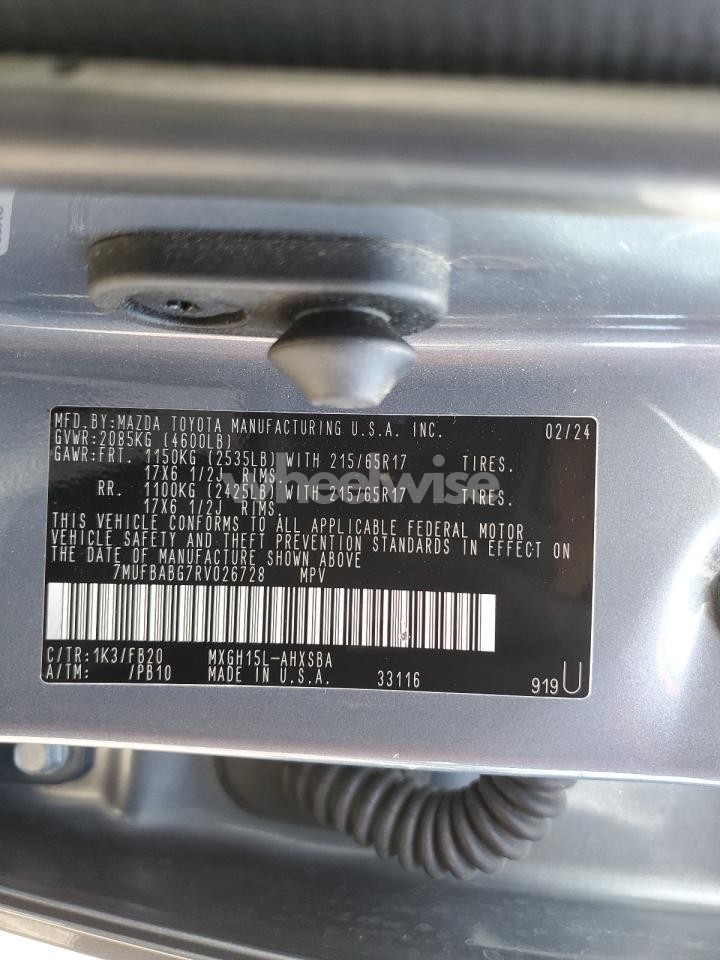 Photo 13 of 2024 TOYOTA COROLLA CROSS SE (VIN 7MUFBABG7RV026728)