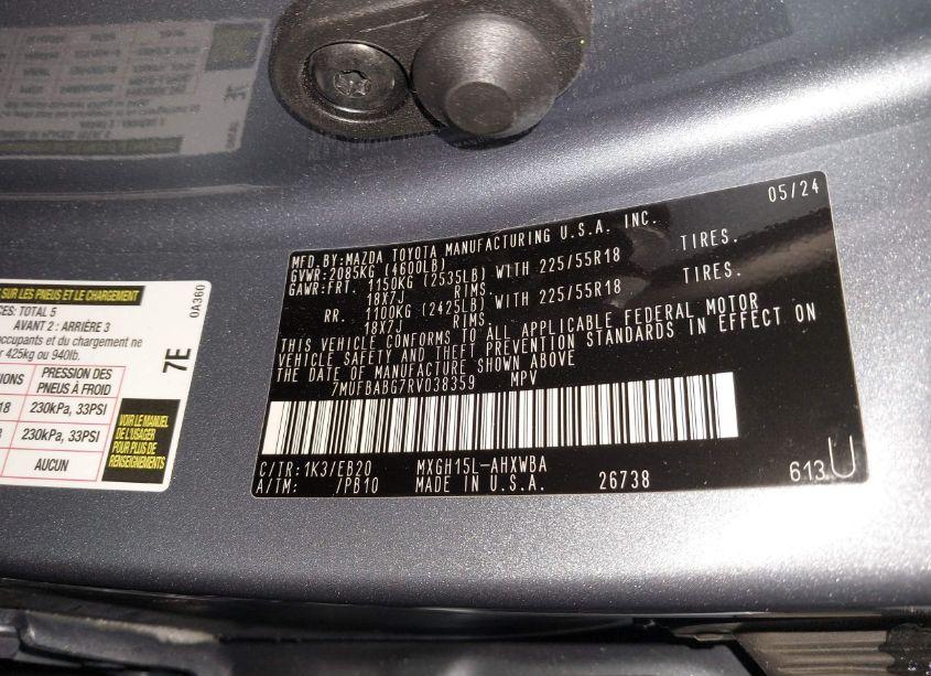 Photo 9 of 2024 Toyota Corolla CROSS HYBRID XSE (VIN 7MUFBABG7RV038359)