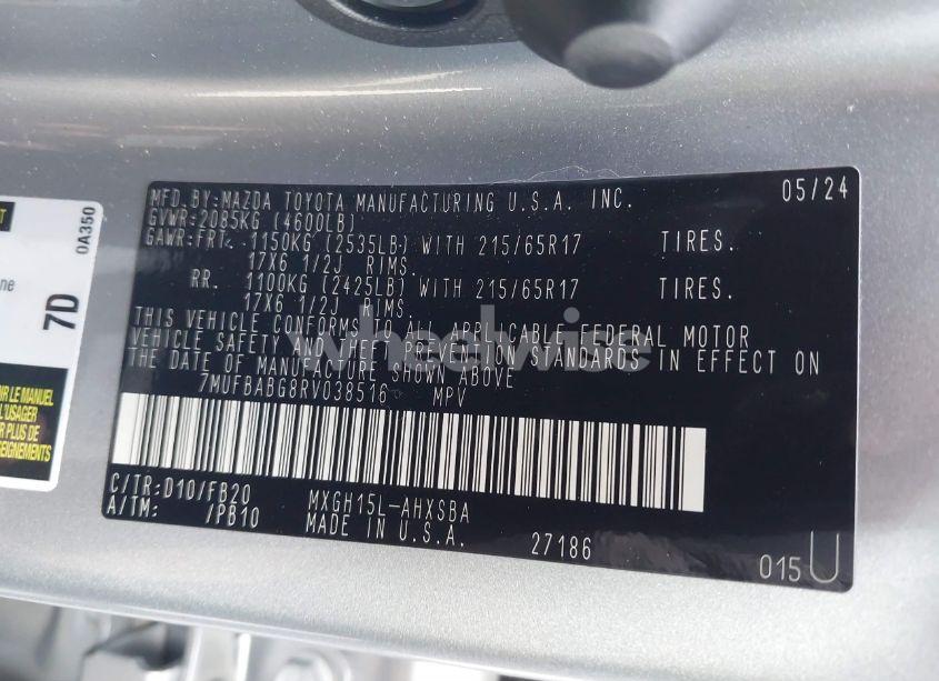 Photo 9 of 2024 Toyota Corolla CROSS HYBRID SE (VIN 7MUFBABG8RV038516)