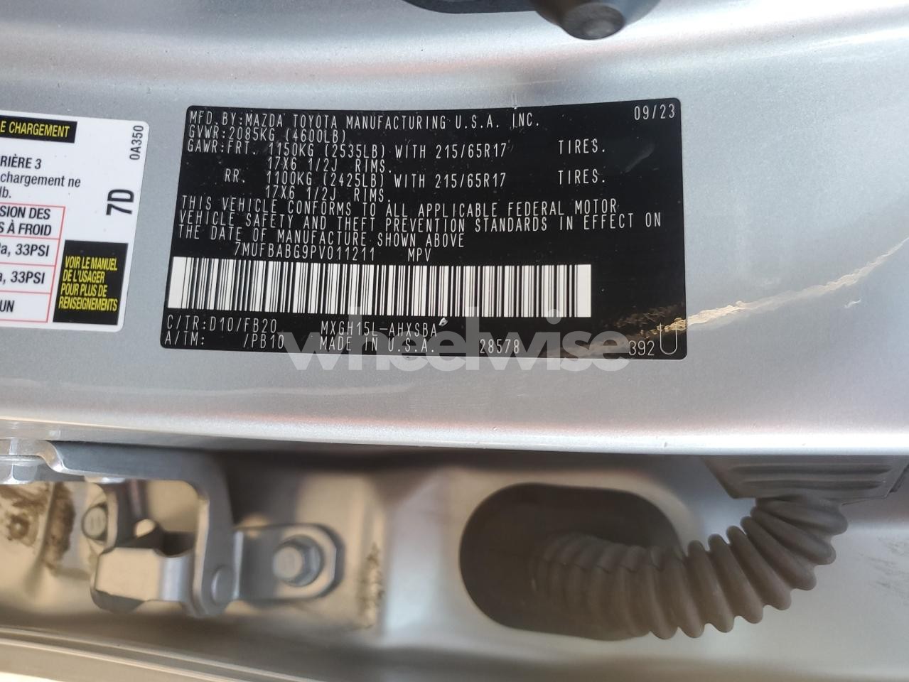 Photo 14 of 2023 TOYOTA COROLLA CROSS LE (VIN 7MUFBABG9PV011211)